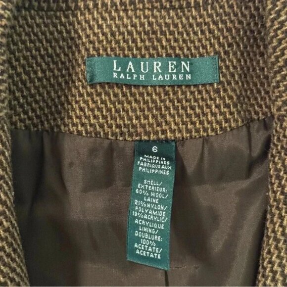 Lauren Ralph Lauren Wool Blend Herringbone Tweed Blazer Size 6 - Picture 4 of 13